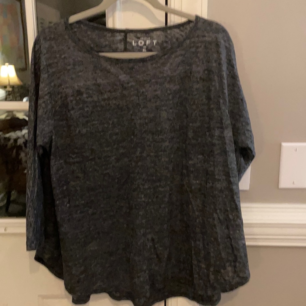 Grey slub knit long sleeve t
